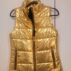 Michael Kors Gold Lame Puffer Vest